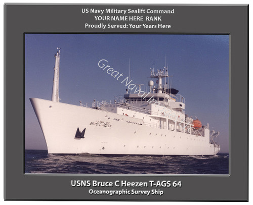 USNS Bruce C Heezen T-AGS 64 Personalized Ship Canvas Print Sealift Command