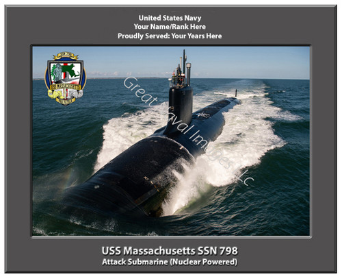 USS Massachusetts SSN 798 Personalized Submarine Canvas Print