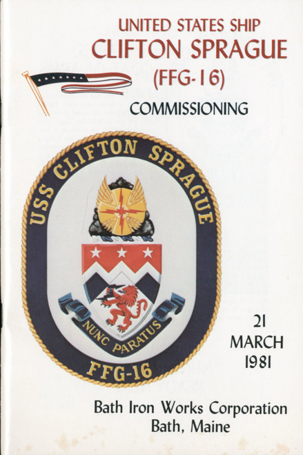 USS Clifton Sprague FFG 16 Commissioning Program 1981 Digital Download