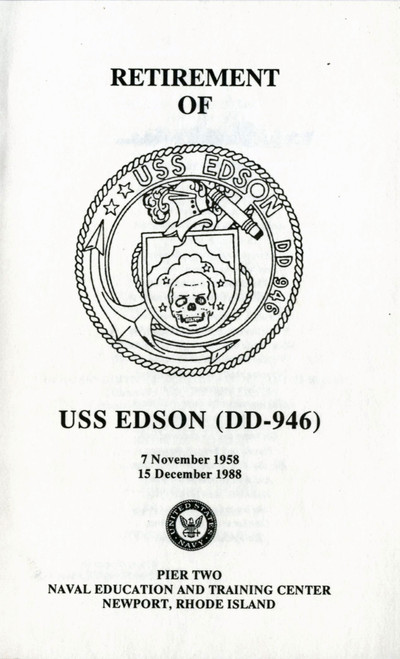USS Edson DD 946 Retirement Program 1988 Digital Download