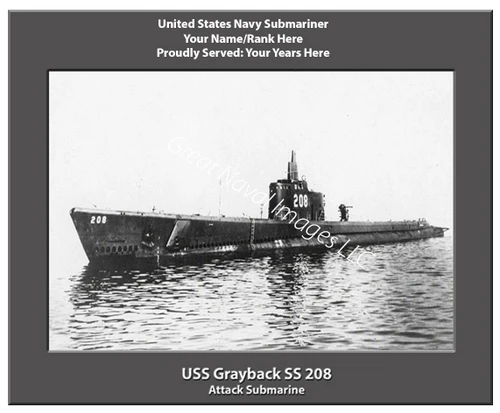 USS Grayback SS 208 Personalized Submarine Canvas Print