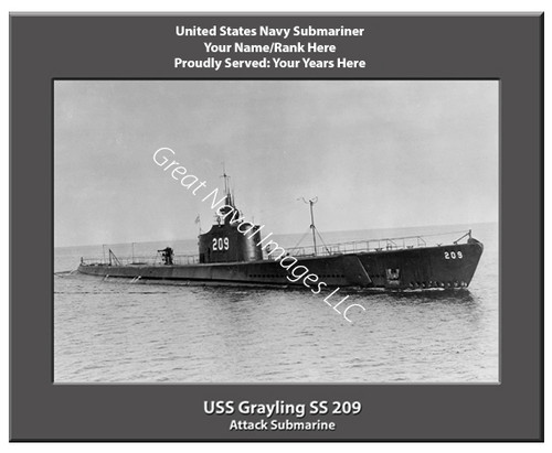 USS Grayling SS 209 Personalized Submarine Canvas Print