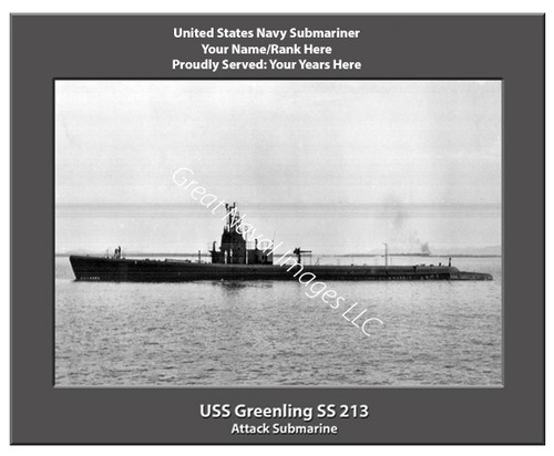 USS Greenling SS 213 Personalized Submarine Canvas Print