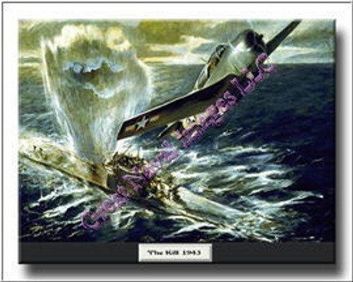 Navy Art WWII 1943 The Kill  Sub Plane Canvas Print 2D