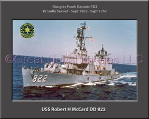 USS Robert H McCard DD 822 Personal Ship Canvas Print