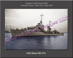 USS Shaw DD 373 Personalized Ship Canvas Print