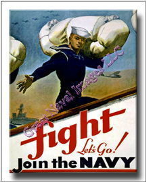 US Navy WWII Fight Lets Go  Recruiting Canvas Print 2D