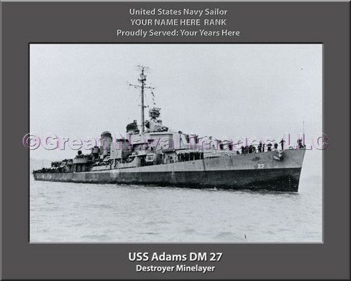 USS Adams DM 27 Personalized Ship Canvas Print