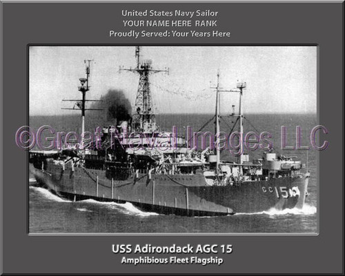 USS Adirondack AGC 15  Personalized Ship Canvas Print