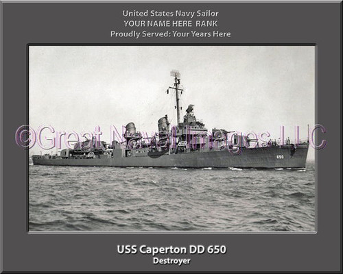 USS Caperton DD 650 Personalized Ship Canvas Print