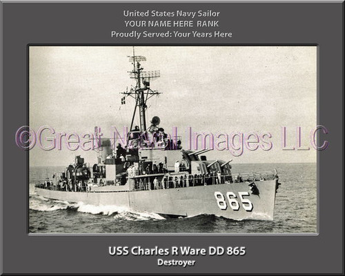 USS Charles  R Ware DD 865 Personalized Canvas Print