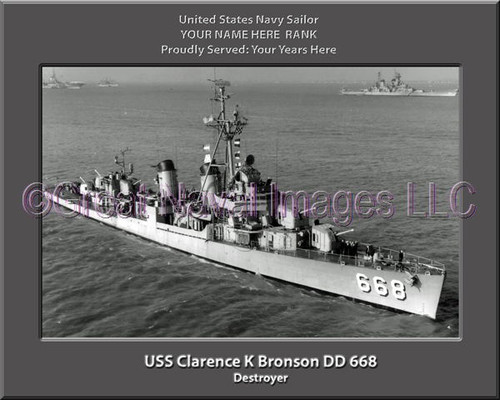 USS Clarence K Bronson DD668 Personal Ship Canvas Print
