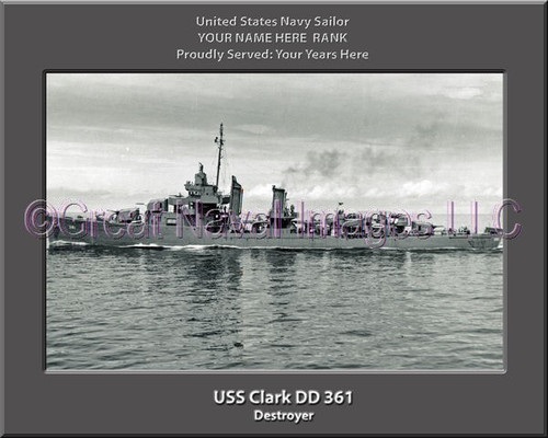 USS Clark DD 361 Personalized Ship Canvas Print