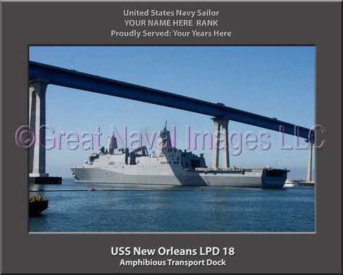 USS New Orleans LPD 18 Personalized Ship Canvas Print