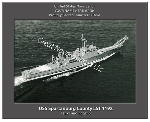 USS Spartanburg County LST 1192 Personalized Ship Canvas Print