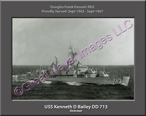 USS Kenneth D Bailey DD 713 Personalized Ship Canvas Print