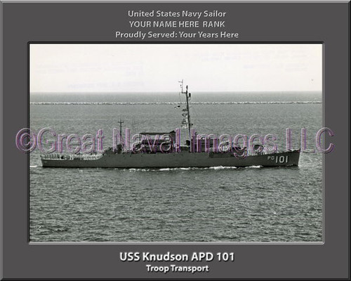 USS Knudson APD 101 Personalized Ship Canvas Print