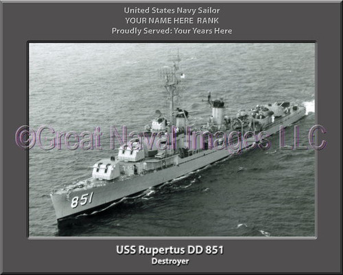 USS Rupertus DD 851 Personalized Ship Canvas Print