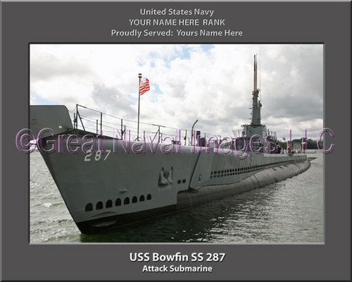 USS Bowfin SS 287 Submarine Personalized Canvas Print Photo