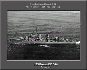 USS Brown DD 546 Personalized Ship Canvas Print