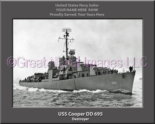 USS Cooper DD 695 Personalized Ship Canvas Print