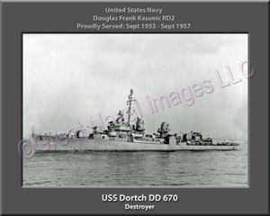 USS Dortch DD 670 Personalized Ship Canvas Print