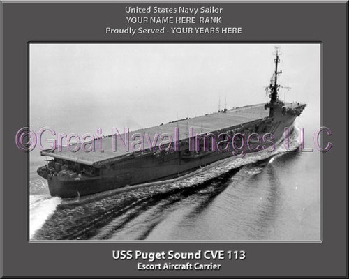 USS Puget Sound CVE 113  Personalized Ship Canvas Print