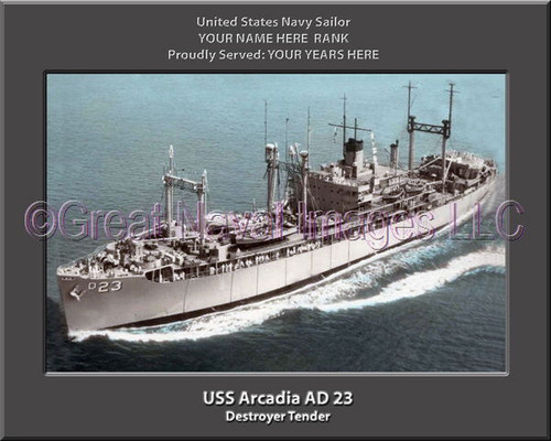 USS Arcadia AD 23 Personalized Ship Canvas Print
