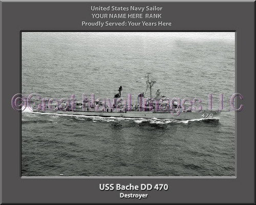 USS Bache DD 470 Personalized Ship Canvas Print