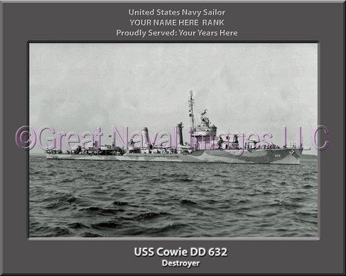 USS Cowie DD 632 Personalized Ship Canvas Print