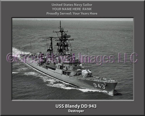 USS Blandy DD 943 Personalized Ship Canvas Print