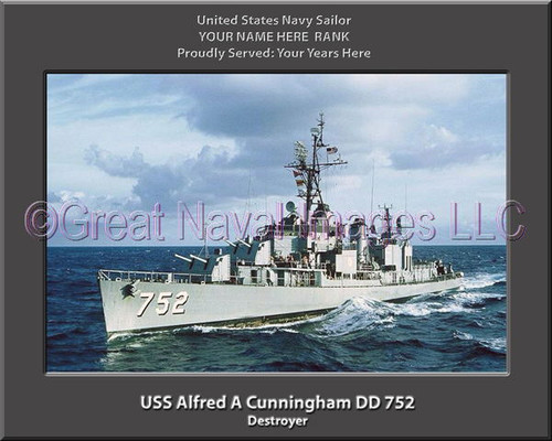 USS Alfred A Cunningham DD 752 Personalized Ship Canvas Print