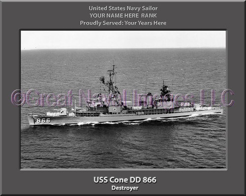 USS Cone DD 866 Personalized Ship Canvas Print