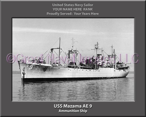 USS Mazama AE 9 Personalized Ship Canvas Print