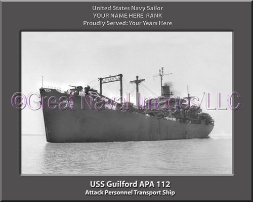 USS Guilford APA 112 Personalized Ship Canvas Print