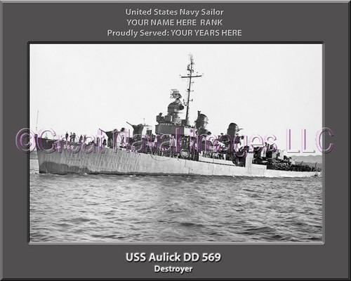 USS Aulick DD 569 Personalized Ship Canvas Print