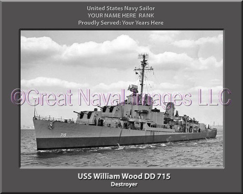 USS William M Wood DD 715 Personalized Ship Canvas Print 2