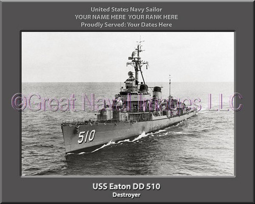 USS Eaton DD 510 Personal Ship Canvas Print Photo US Navy Veteran Gift