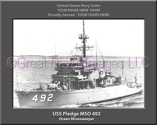 USS Pledge MSO 492 Personal Ship Canvas Print Photo US Navy Veteran Gift