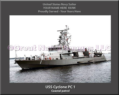 USS Cyclone PC 1 Personal Ship Canvas Print Photo US Navy Veteran Gift