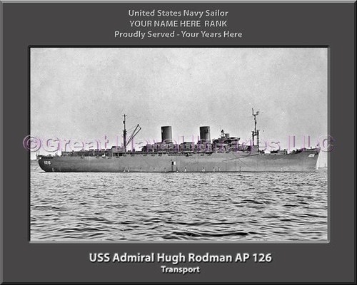 USS Admiral Hugh Rodman AP 126 Personal Ship Canvas Print Photo US Navy Veteran Gift