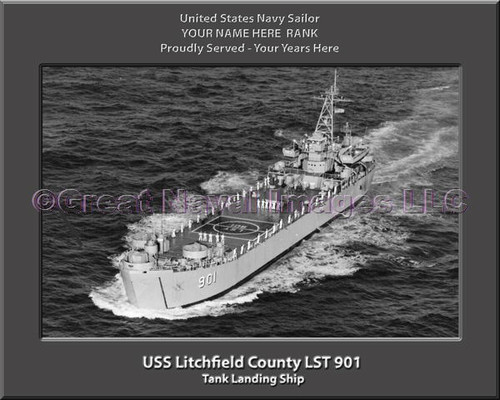 USS Litchfield County LST 901 Personalized Ship Canvas Print Photo US Navy Veteran Gift