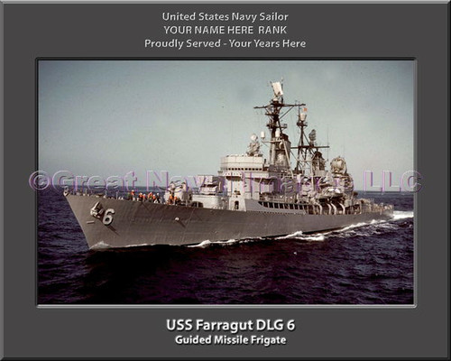 USS Farragut DLG 6 Personalized Ship Canvas Print Photo US Navy Veteran Gift
