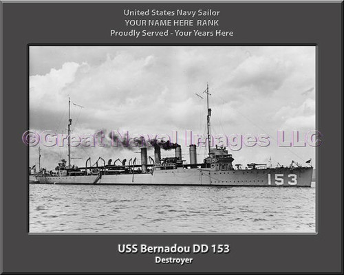 USS Bernadou DD 153 Personalized Ship Canvas Print Photo US Navy Veteran Gift