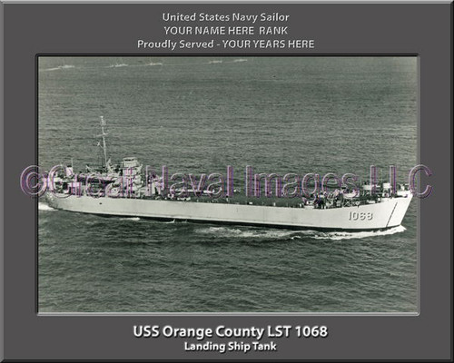 USS Orange County LST 1068 Personalized Ship Canvas Print Photo  US Navy Veteran Gift