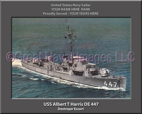 USS Albert T Harris DE 447 Personalized Ship Canvas Print Photo US Navy Veteran Gift