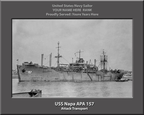 USS Napa APA 157 Personalized Ship Canvas Print Photo US Navy Veteran Gift