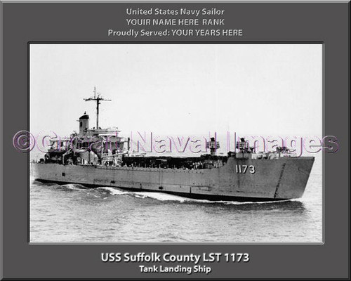 USS Suffolk County LST 1173 Personalized Ship Canvas Print