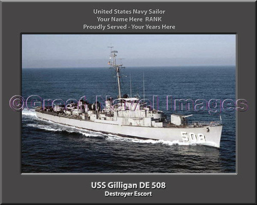 USS Gilligan DE 508 Personalized Ship Canvas Print