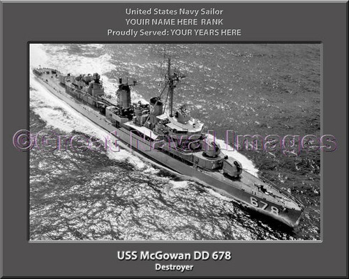 USS McGowan DD 678 Personalized Ship Canvas Print